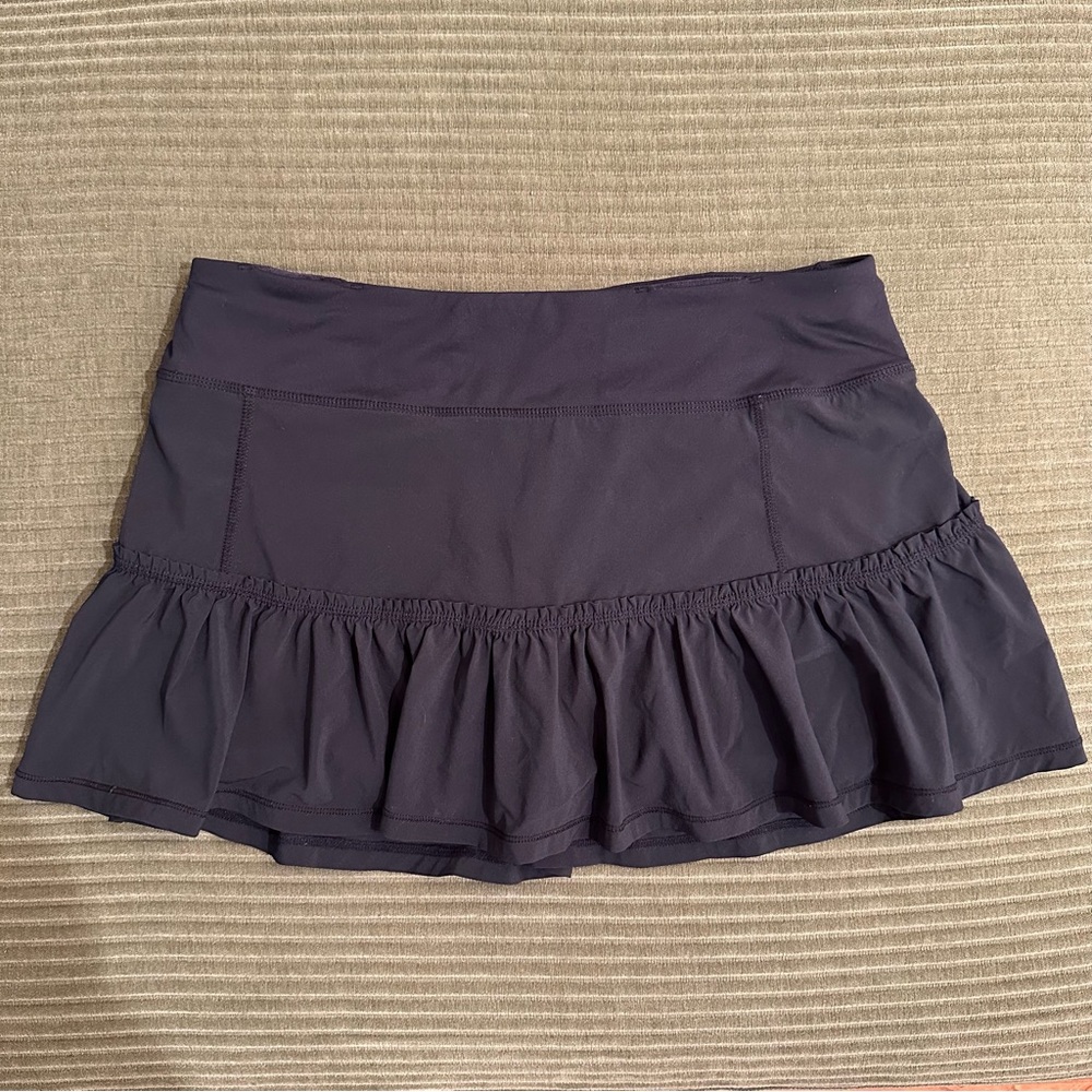 Lululemon Athletica Black Willpower Run Skirt/Skort with Ruffles
